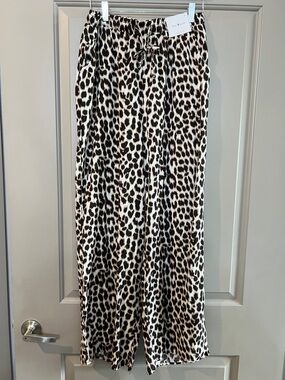 Leopard Print Wide Leg Pants - Neutral Animal Print